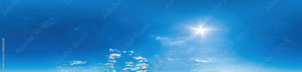 Blue sky with light clouds Seamless panorama in spherical ...