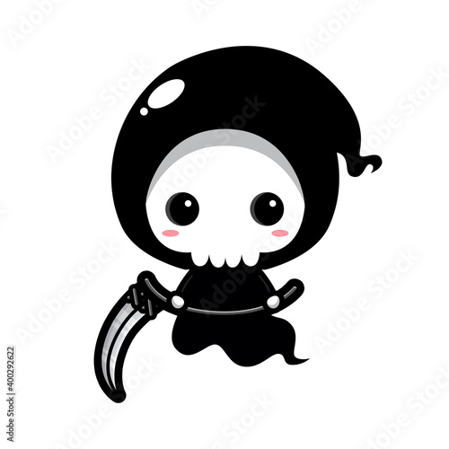 cute grim reaper character vector design
