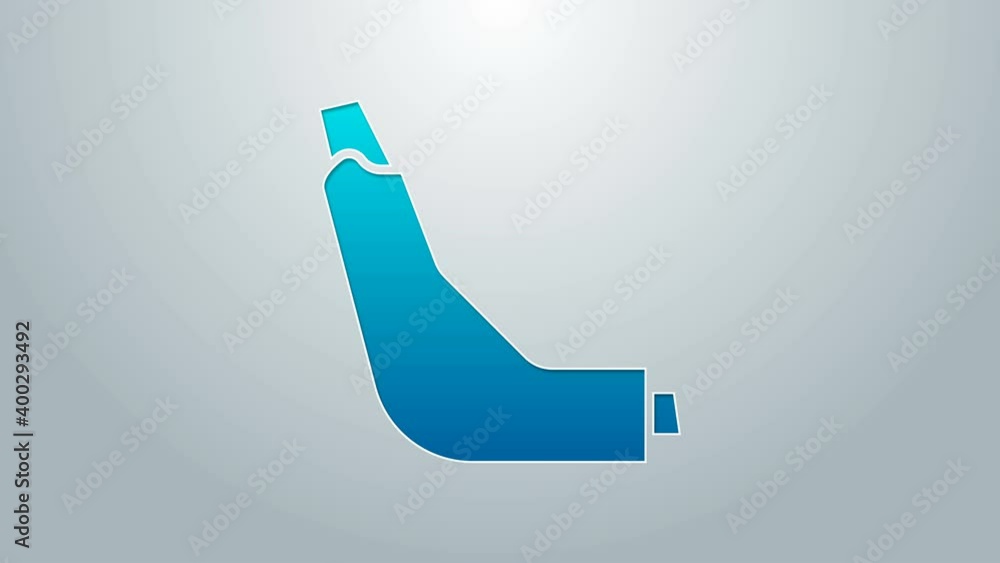 Blue line Inhaler icon isolated on grey background. Breather for cough relief, inhalation, allergic patient. 4K Video motion graphic animation