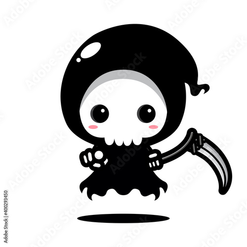 cute grim reaper character vector design