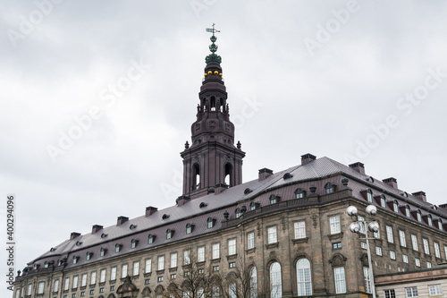 Christiansborg Palace, Christiansborg Slot, a palace and government building on the islet of Slotsholmen in central Copenhagen