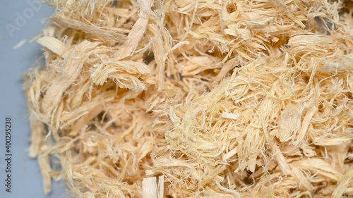 top angle pan view herb ZhuRu or Bambusae Caulis in Taenias or Bamboo Shavings photo