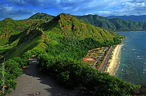 Scenery of natural beauty with mountains on the Cape of Fatucama, Dili, Timor Leste photo