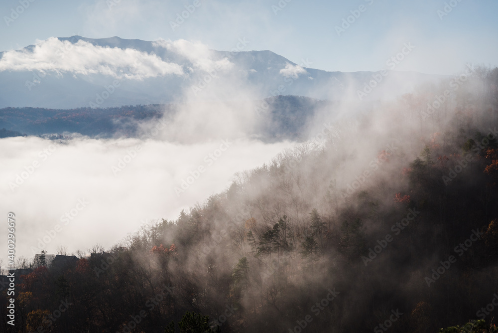 Cloud inversion over the Smokey Mountains in Tennessee. 