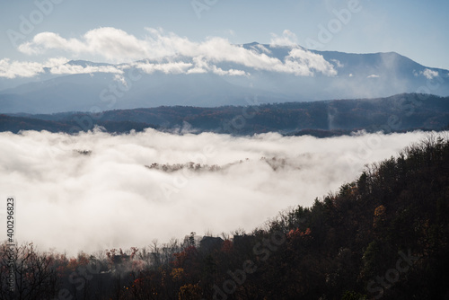 Cloud inversion over the Smokey Mountains in Tennessee. 