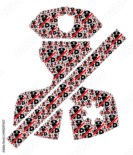 Repeating combination of stop police patrol. Flat vector stop police patrol composition is created of repeating recursive stop police patrol pictograms.