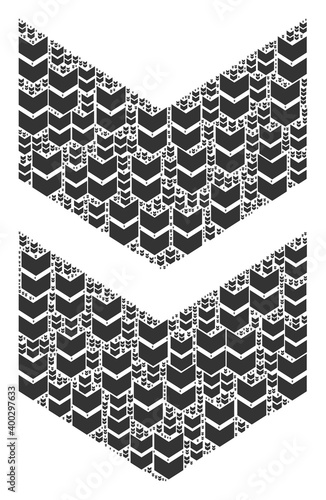 Recursive composition of shift down. Flat vector shift down composition is designed of randomized self shift down items.