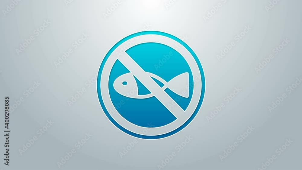 Blue line No fishing icon isolated on grey background. Prohibition sign. 4K Video motion graphic animation Blue line No fishing icon isolated on grey background. Prohibition sign. 4K Video motion graphic animation