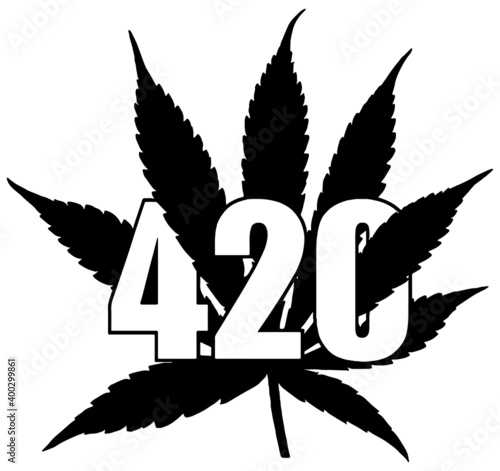Marijuana leaf with 420 written on it 
