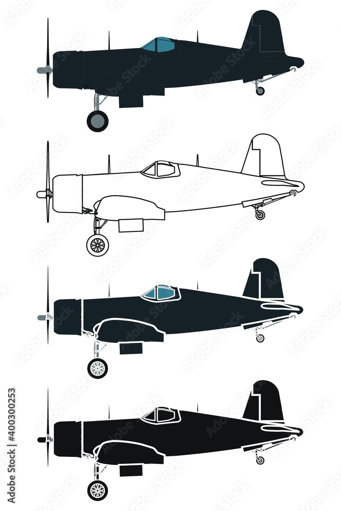 F4U Corsair airplane, Right view. F4U Corsair airplane, Right view.