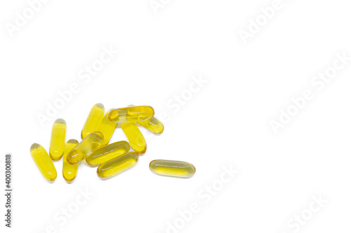 Omega 3,6,9 fish oil capsules isolated on a white background