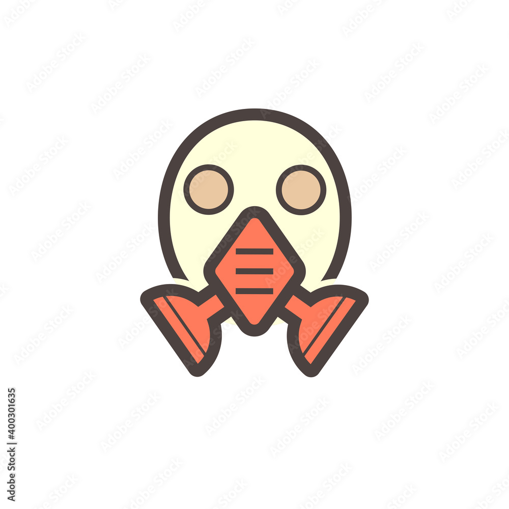 gAir purifying respirator or gas mask icon. That is personal protective equipment (PPE) consist of N95 filter, chemical cartridge and strap. For protect welder, painter from gas, dust, fume and vapour gAir purifying respirator or gas mask icon. That is personal protective equipment (PPE) consist of N95 filter, chemical cartridge and strap. For protect welder, painter from gas, dust, fume and vapour