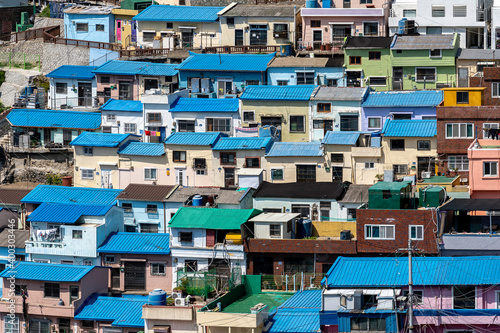 Busan, South Korea - April 6, 2019: Gamcheon Culture Village,Busan, South Korea. The area is known for its steep streets, twisting alleys, and brightly painted houses.  © JHVEPhoto