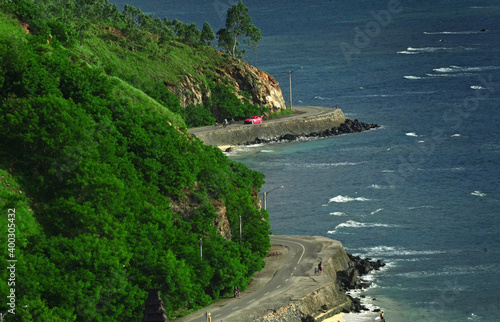 Scenery of natural beauty with mountains on the Cape of Fatucama, Dili, Timor Leste photo