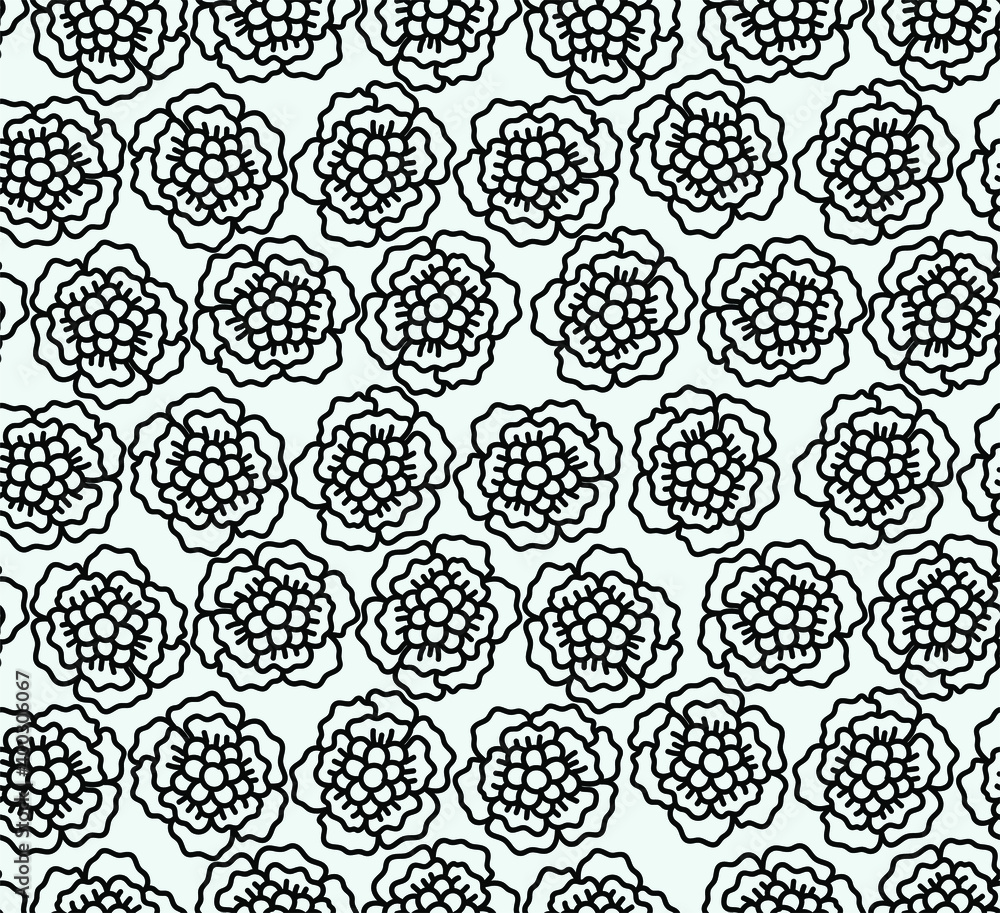 Beautiful vector seamless pattern with hand drawn flower shapes. Linear botanical drawing Beautiful vector seamless pattern with hand drawn flower shapes. Linear botanical drawing