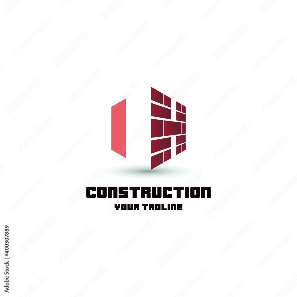 IH initial letter wall brick for construction logo design concept. Repair architecture service business