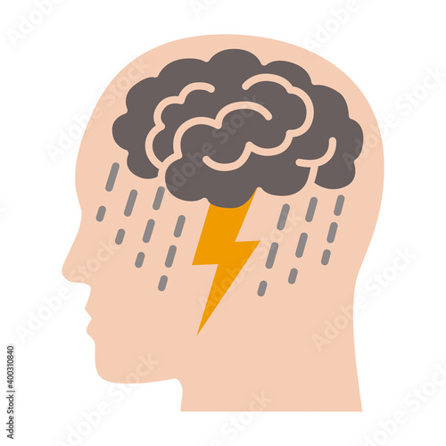 Brainstorm or mental illness disorder flat vector color icon for mental health apps and websites