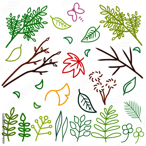 植物自然シンプル素材セット線画