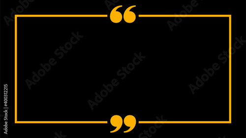 banner frame with quotation mark comma sign for background, copy space, quote square bubble icon, quote frame template orange on black