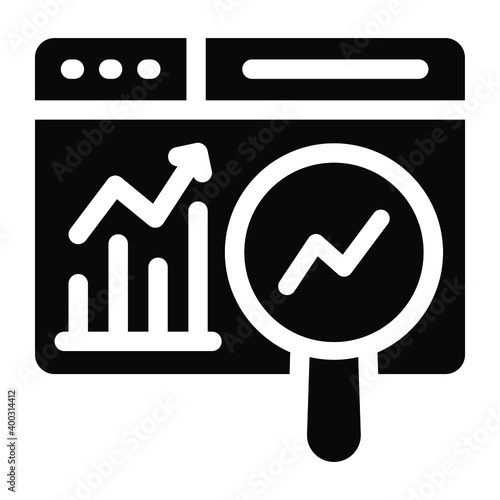 
A modern website data analysis solid vector
