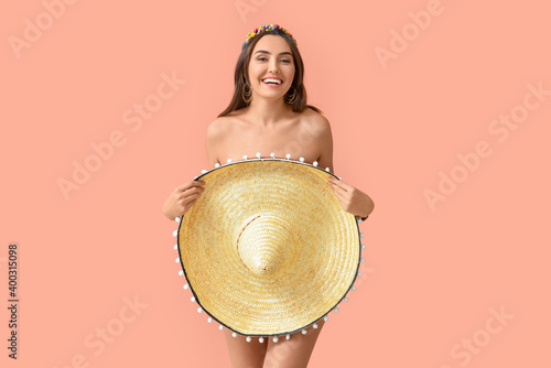 Smiling young woman posing ...