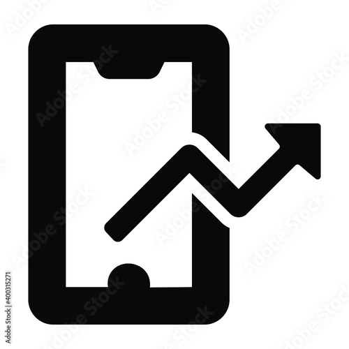 
Editable glyph icon of mobile online analytics
