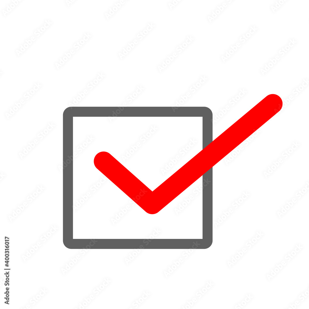 Checkbox with a red tick. Check Mark Icon