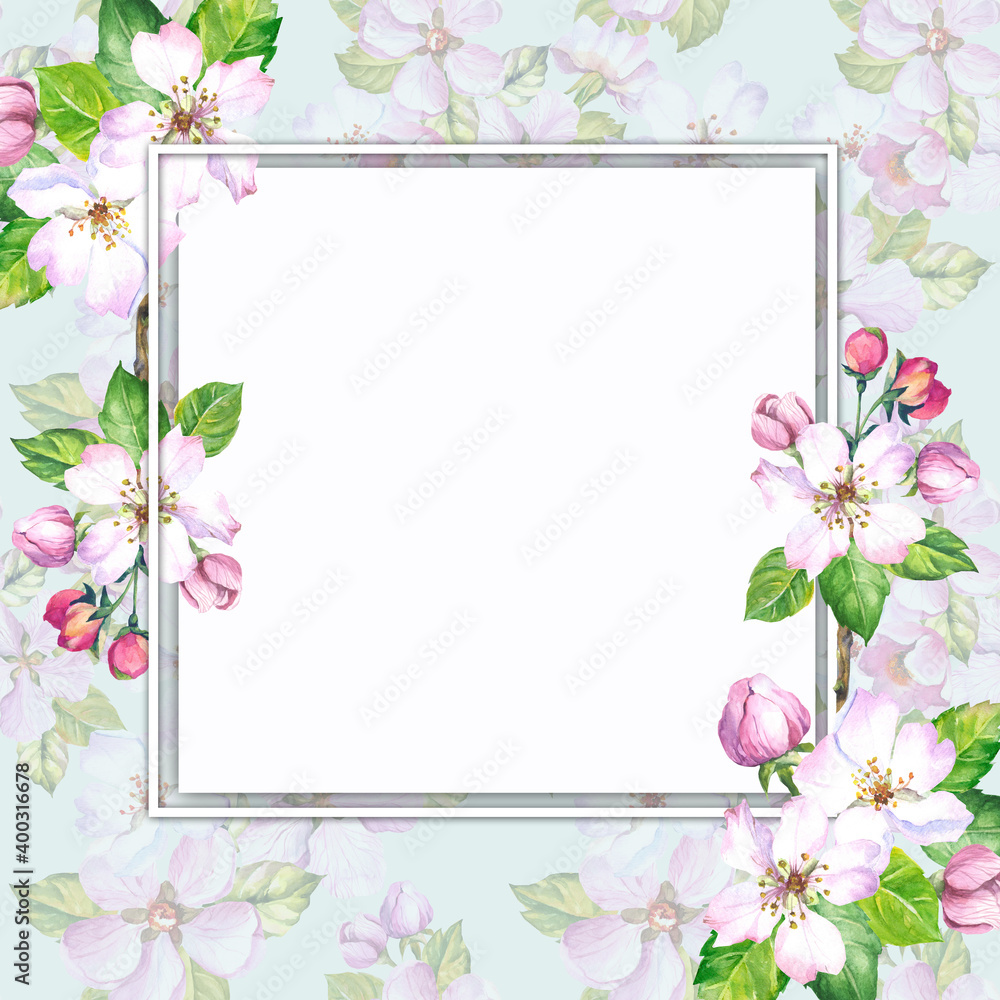 frame with pink flowers