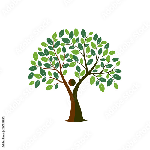 human tree vector illustration, family tree logo design © Kareemov