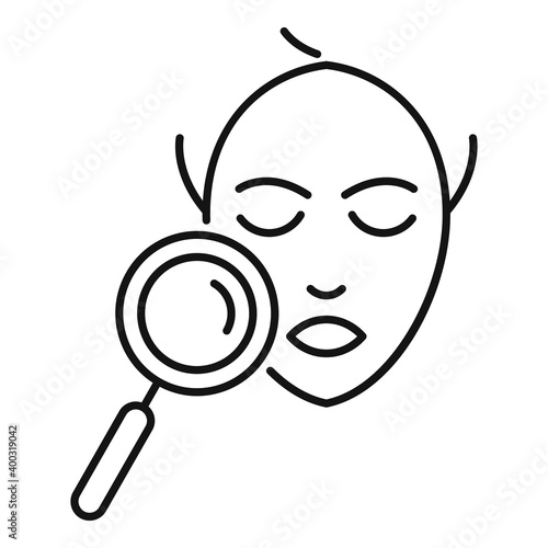 Magnifier face care icon. Outline magnifier face care vector icon for web design isolated on white background