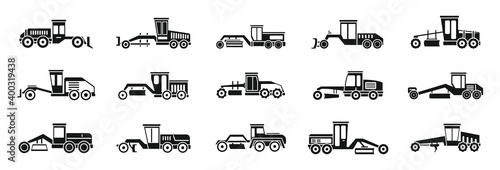Grader machine truck icons set. Simple set of grader machine truck vector icons for web design on white background photo