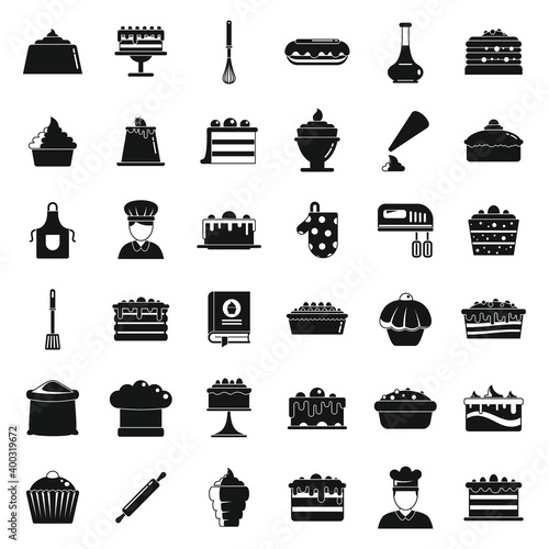 Confectioner baker icons set. Simple set of confectioner baker vector icons for web design on white background