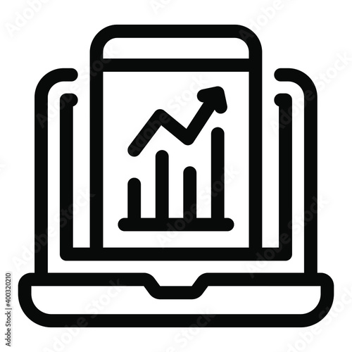  Online data analytics concept, website growth chart icon 