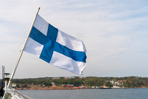 Finnish flag on blue sky