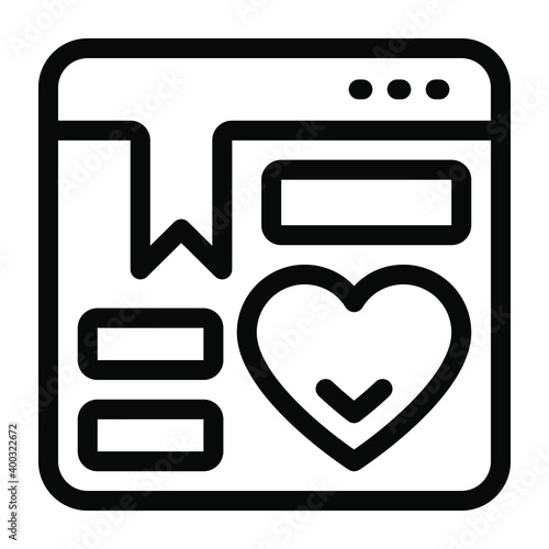 
Heart in a webpage, dating website glyph icon
