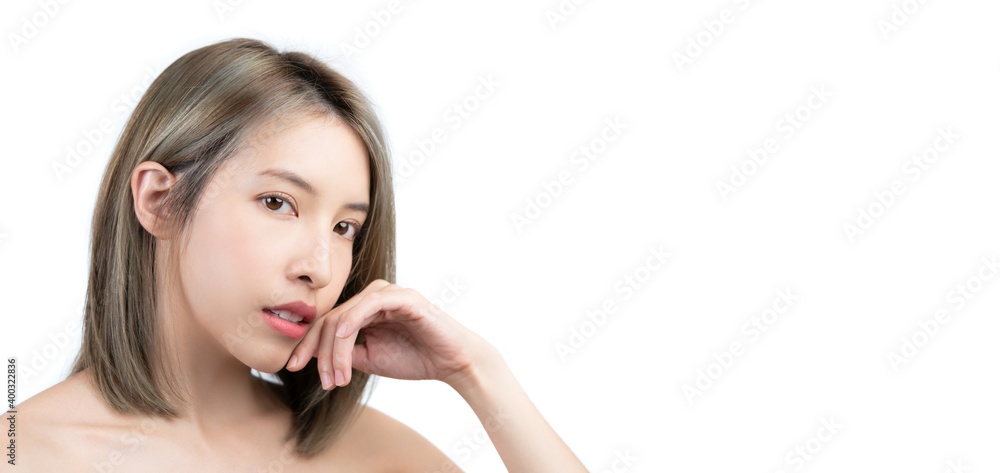 Woman face portrait with healthy skin, facial treatment, cosmetology, beauty, surgery and spa, isolated on white background. Woman face portrait with healthy skin, facial treatment, cosmetology, beauty, surgery and spa, isolated on white background.