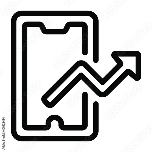 
Editable glyph icon of mobile online analytics
