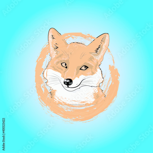 orange fox face illustration concept art. © Alfridoo