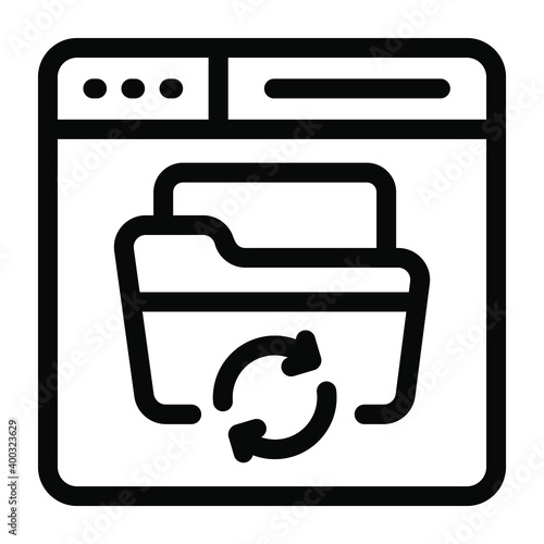 
Website folder with syncing arrows, solid icon
