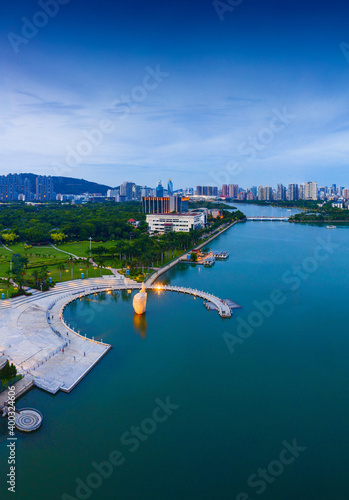 Night view of Bailuzhou Park, Xiamen, China photo