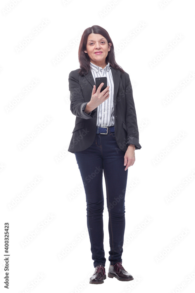 Woman is reading a message with smartphone Woman is reading a message with smartphone