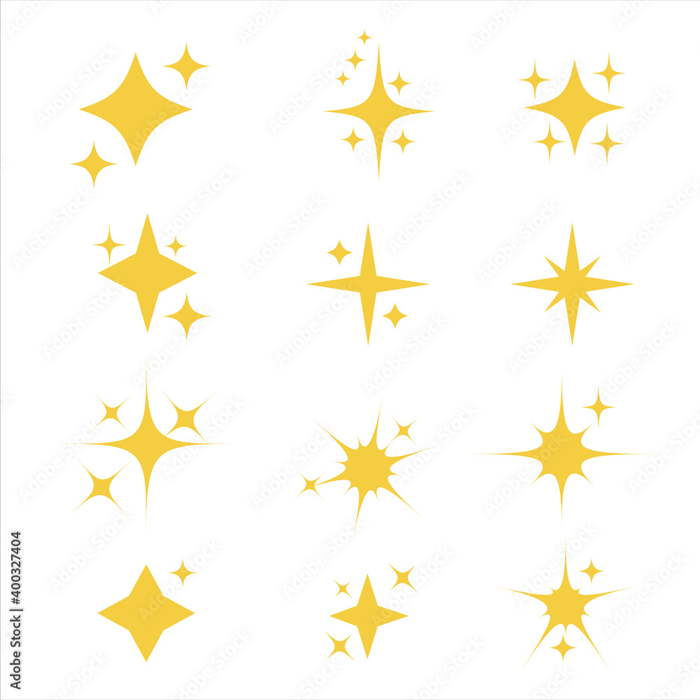 Vector collection of yellow stars. Set of design elements. Vector collection of yellow stars. Set of design elements.