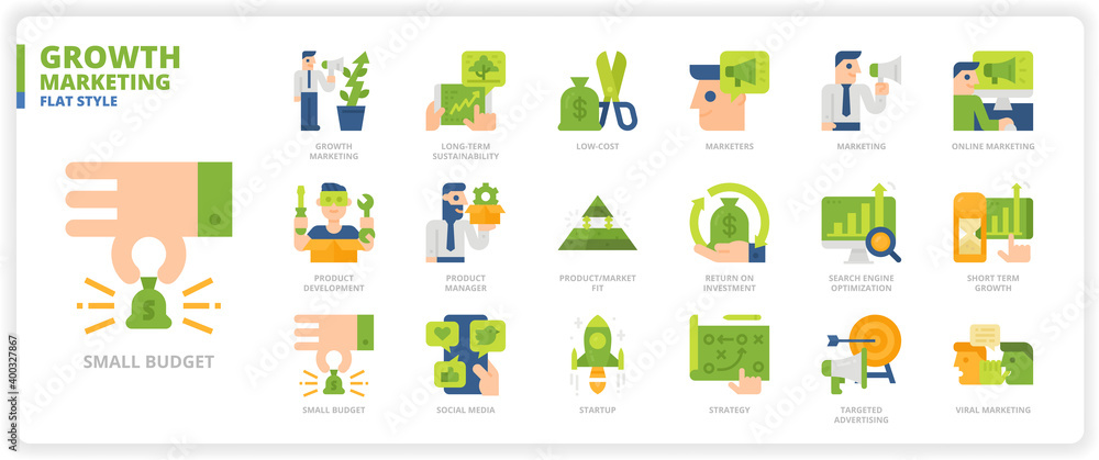 Growth Marketing icon set Growth Marketing icon set