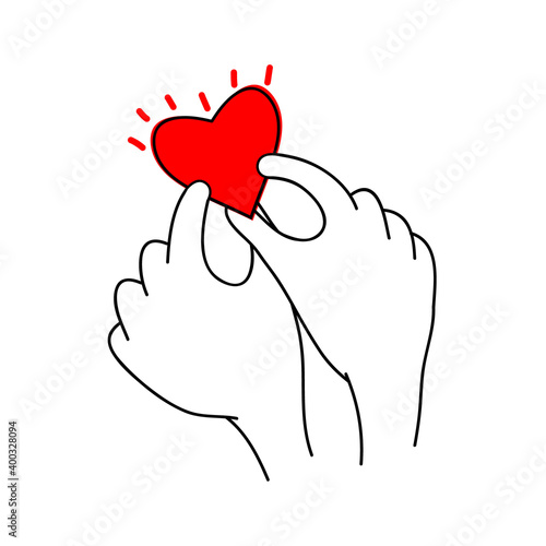Heart is in hands. Hands handing red heart vector illustration. hands with heart design template for valentine's day.