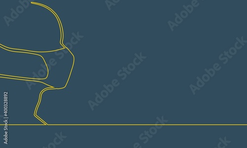 Abstract icon of man wearing a medical mask. Thin line style