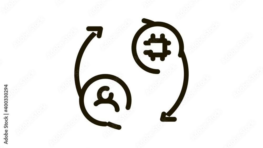 human and computer car control Icon Animation. black human and computer car control animated icon on white background human and computer car control Icon Animation. black human and computer car control animated icon on white background
