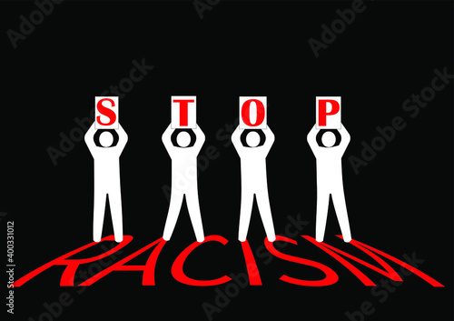 Stop Racism Poster. Flat Style. Vector graphics. 