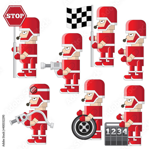 Set for a racing team. Isolated on white background. Vector illustration.
