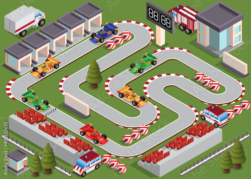 Race track. Isometric. Vector illustration.