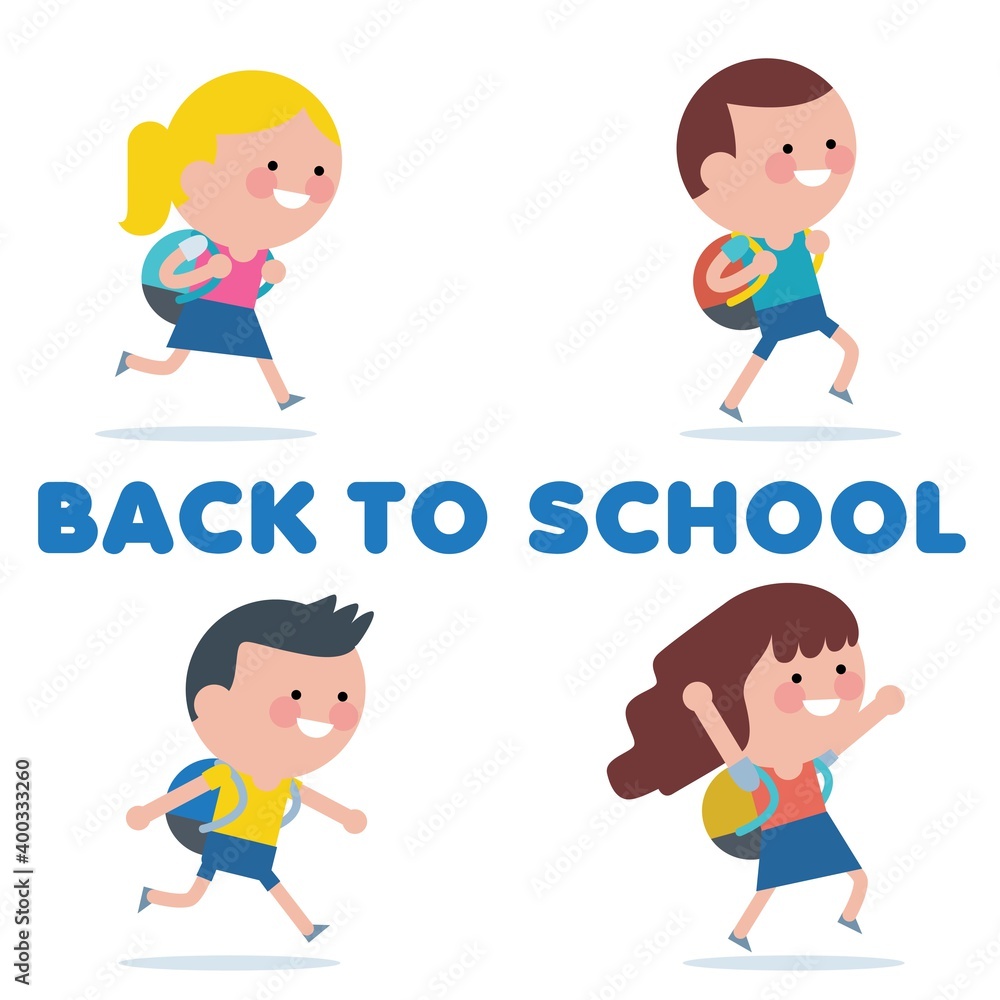 Stock vector of a Small Group of Kids Walking to School . Back to school. Stock vector of a Small Group of Kids Walking to School . Back to school.